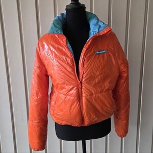 Members Only Hi Shine Orange Puffer Bubble Jacket Coat Size M